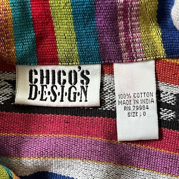 Chico's Design Southwestern Colorful Striped 100% Button Front Jacket Small - Picture 9 of 13